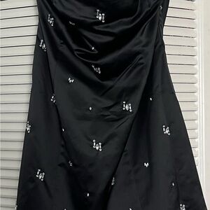 Elegant Black Strapless Dress with Embellishments